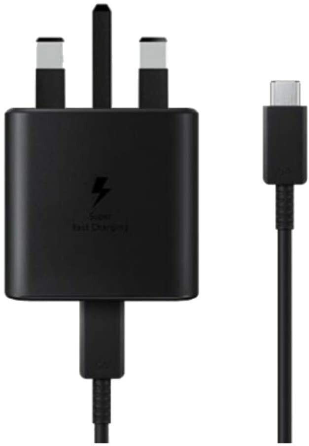 شارژر سریع ۴۵ وات سامسونگ اصل همراه با کابل USB-C به USB-C | سه‌پین UK - مدل Travel Adapter EP-TA845XBEGGB