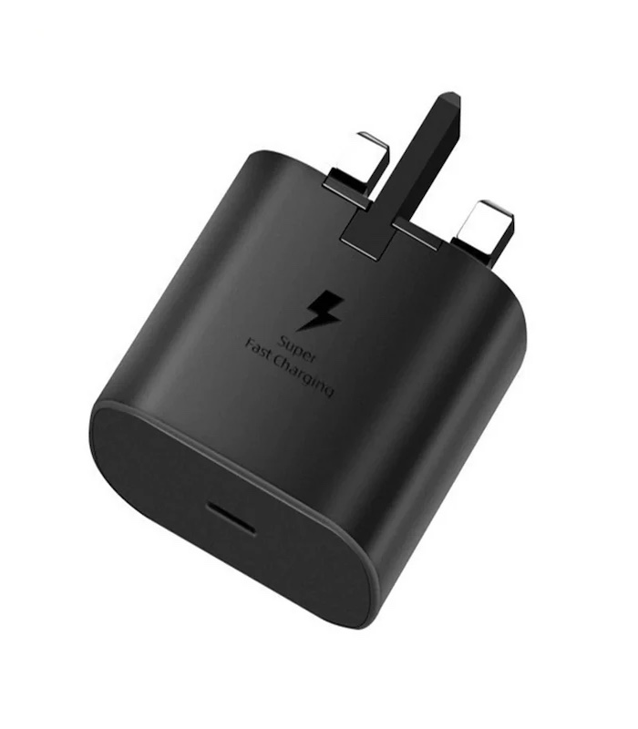شارژر سریع ۲۵ وات سامسونگ | همراه با کابل USB-C | سه‌پین UK (اصل)