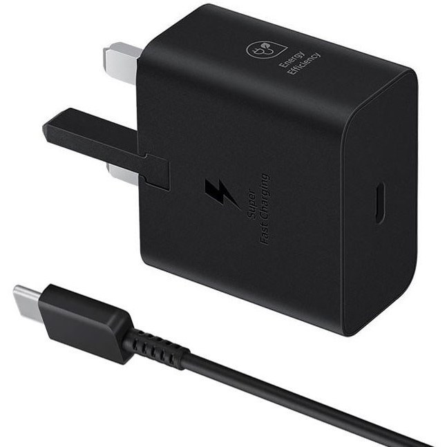 شارژر سریع ۲۵ وات سامسونگ | همراه با کابل USB-C | سه‌پین UK (اصل)