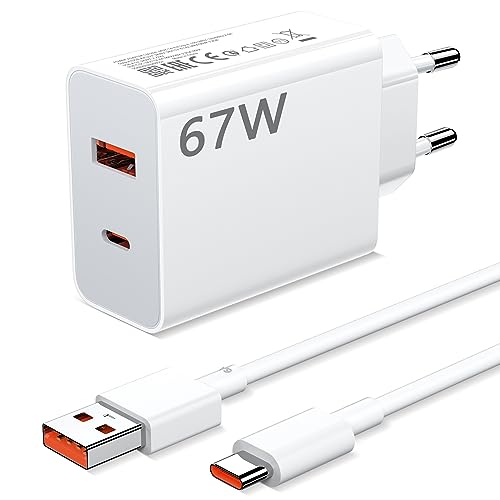 شارژر سریع ۶۷ وات شیائومی | دو پین EU + کابل اصلی USB‑C