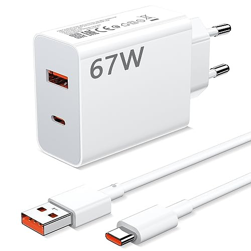 شارژر سریع ۶۷ وات شیائومی | دو پین EU + کابل اصلی USB‑C
