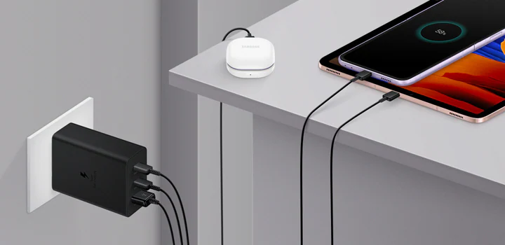 آداپتور فست شارژ سامسونگ 65 وات  USB-A  | اورجینال و قدرتمند با 3 خروجی