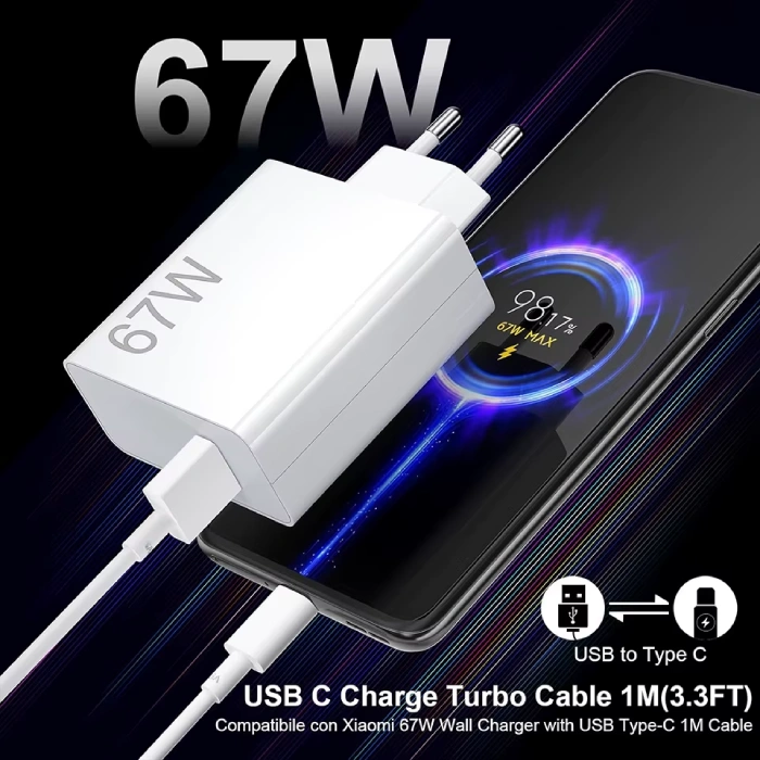 آداپتور67 وات اصلی شیائومی با پشتیبانی از Quick Charge و PD | اورجینال دو پین با توان بالا